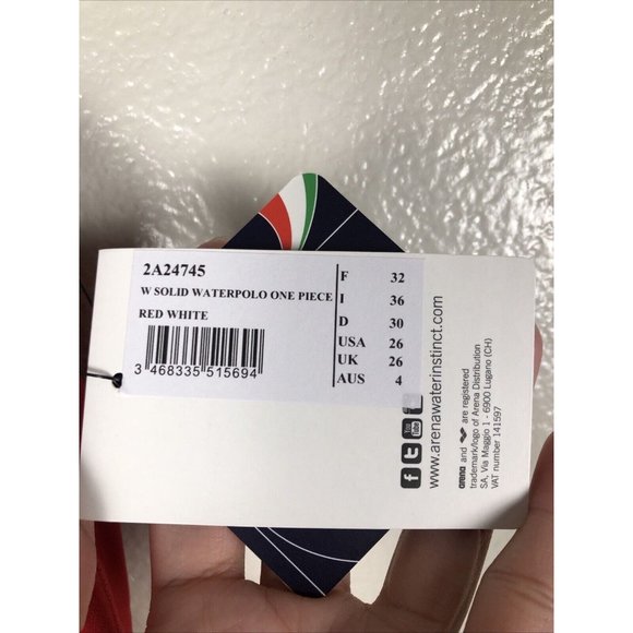 Arena Women's Solid Waterpolo One Piece Swimsuit Red Size 26  NWT - Picture 5 of 15